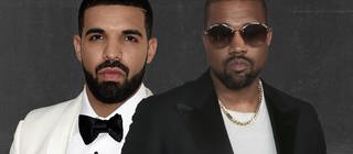 Kanye West und Drake, beide mit eher bösem Gesichtsausdruck