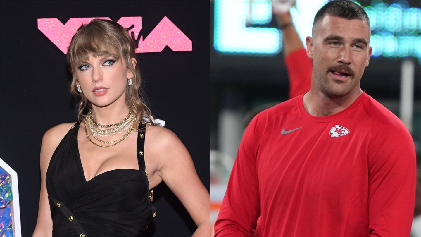 Collage von Taylor Swift und Travis Kelce