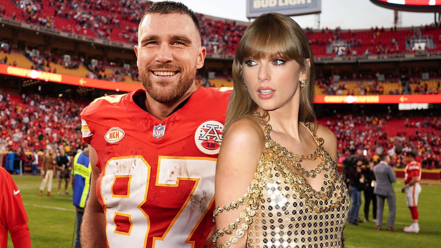 Fotocollage von Taylor Swift und Travis Kelce