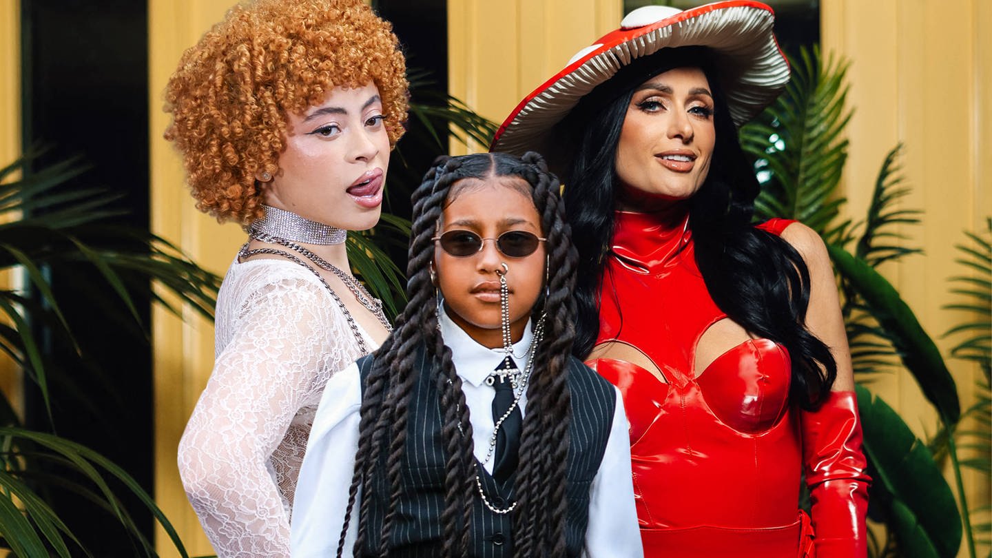 Ice Spice, North West und Paris Hilton als Halloween-Collage.