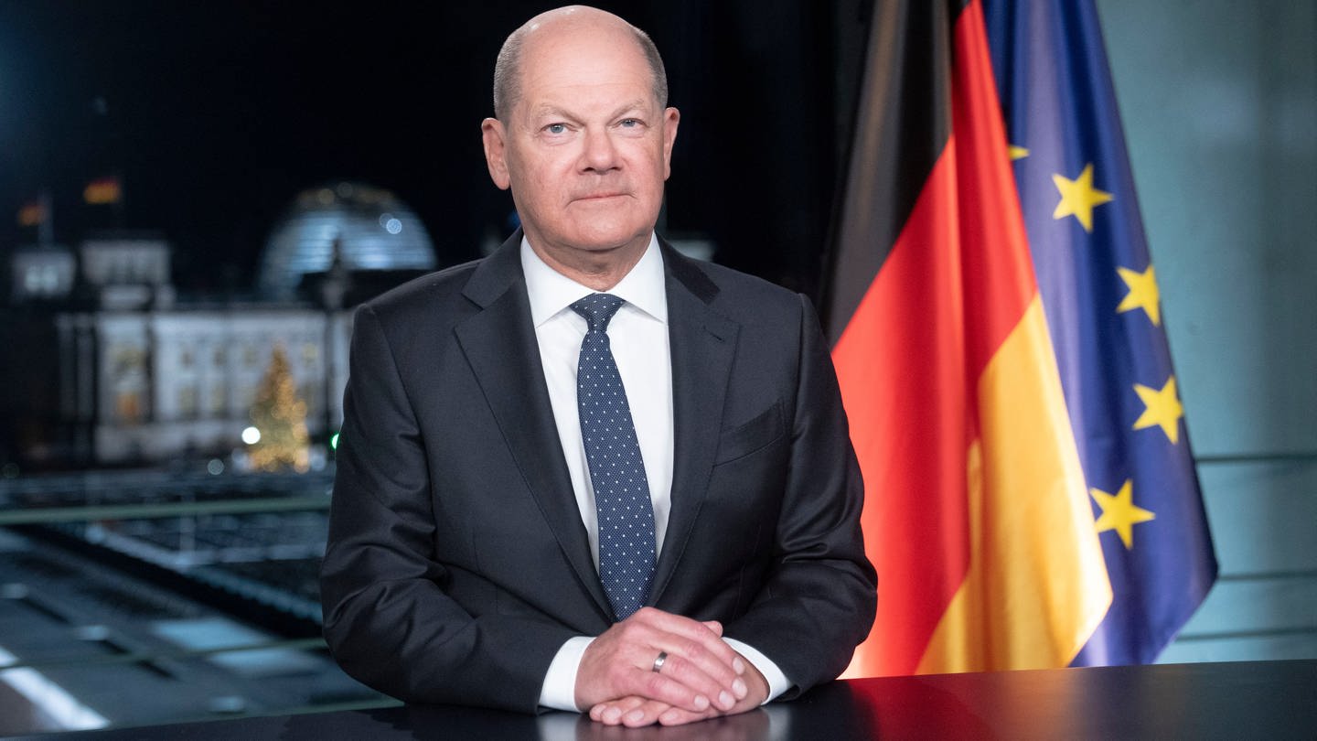 Bundeskanzler Olaf Scholz bei der Neujahrsansprache.