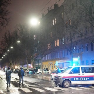 Polizei auf der Straße in der Nacht: In Wien sind an einem Tag fünf Frauen ermordet worden - drei in einem Bordel und eine Mutter mit ihrer Tochter.