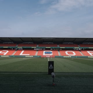 Aalborg Boldklub v Odense Boldklub, Danish 3F Superliga football, Aalborg, Denmark Aalborg, Denmark. 10th, April 2023. The Aalborg Portland Park stadium is ready for the 3F Superliga match between Aalborg Boldklub and Odense Boldklub in Aalborg. Aalborg Denmark