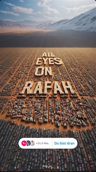 Ein mit Künstlicher Intelligenz geschaffenes Bild unter der Überschrift «All eyes on Rafah» ist binnen kurzer Zeit in sozialen Medien viral gegangen.