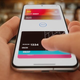 iPhone-Wallet mit verschiedenen Karten zum Bezahlen