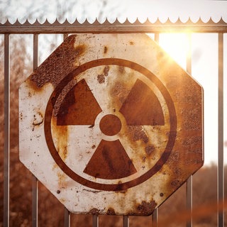 Radioactive danger symbol on a sign