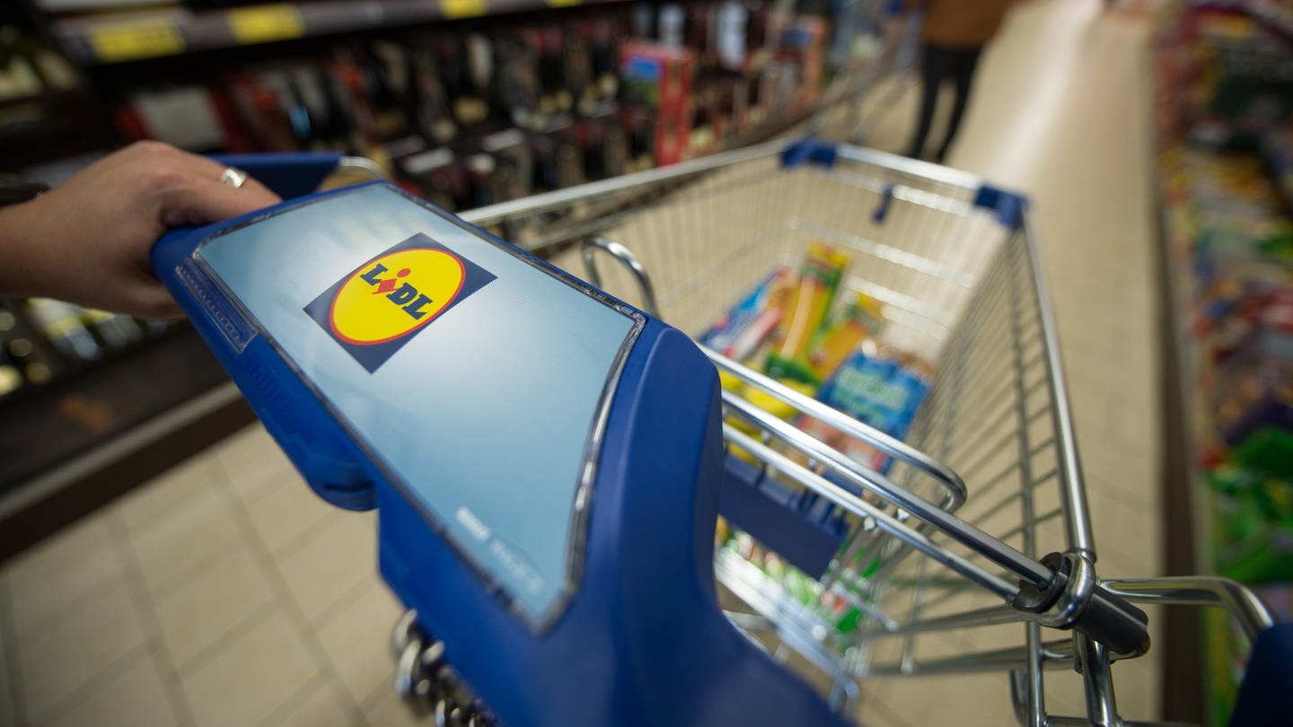 Eine Frau schiebt in einem Lidl einen Einkaufswagen durch die Regalreihen - Vorwürfe gegen Lidl: Mit diesem Trick sollen illegal Milliarden verdient worden sein