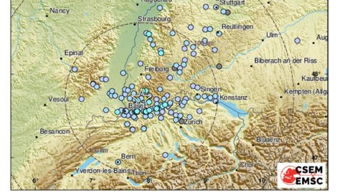 EMSC: Die Auswirkungen eines Erdbebens im Landkreis Lörrach.