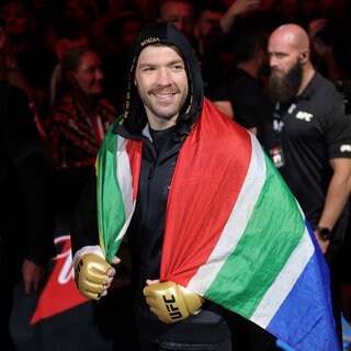 Dricus du Plessis of South Africa prepares to fight Israel Adesanya of Nigeria during their Middleweight title bout at UFC 305.