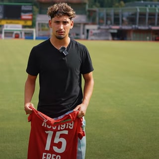 Kemal Eren mit Trikot des Kapfenberger SV