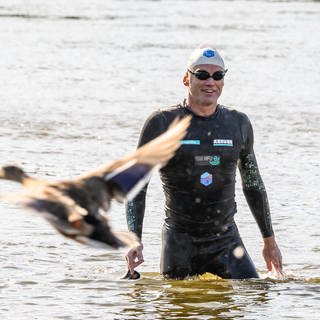 Professor Andreas Fath schwimmt 1083 Kilometer durch die Elbe