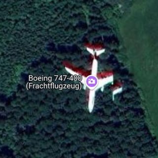 Bei Google Maps sieht man ein kaputtes Flugzeug im Wald bei Schramberg im Schwarzwald. Dabei handelt es sich um einen Fehler.