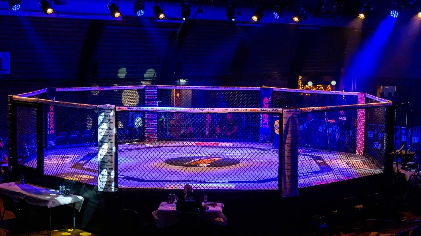 So sieht ein Käfig für einen MMA-Fight aus. Am Samstag gabs in Frankfurt einen neuen Rekord: 60.000 MMA-Fans haben MMA live und damit den Sieg von Christian Eckerlin gegen Christian Jungwirth gesehen.