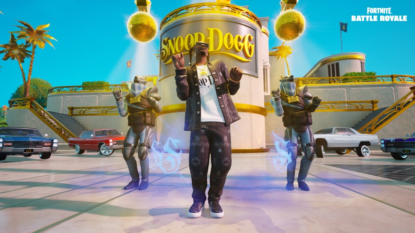 Snoop Dogg beim Gameplay von Fortine Battle-Royal