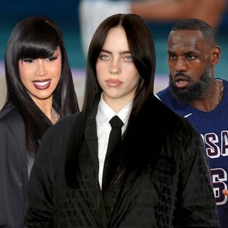 Eine Fotocollage von Cardi B, Billie Eilish und LeBron James.