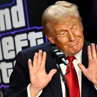 Fotocallage von Donald Trump und GTA 6.