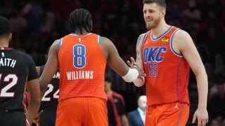 Isaiah Hartenstein und die Oklahoma City Thunder haben gegen Miami ihr siebtes Spiel in Folge gewonnen. Bislang die längste Serie der laufenden NBA Saison.