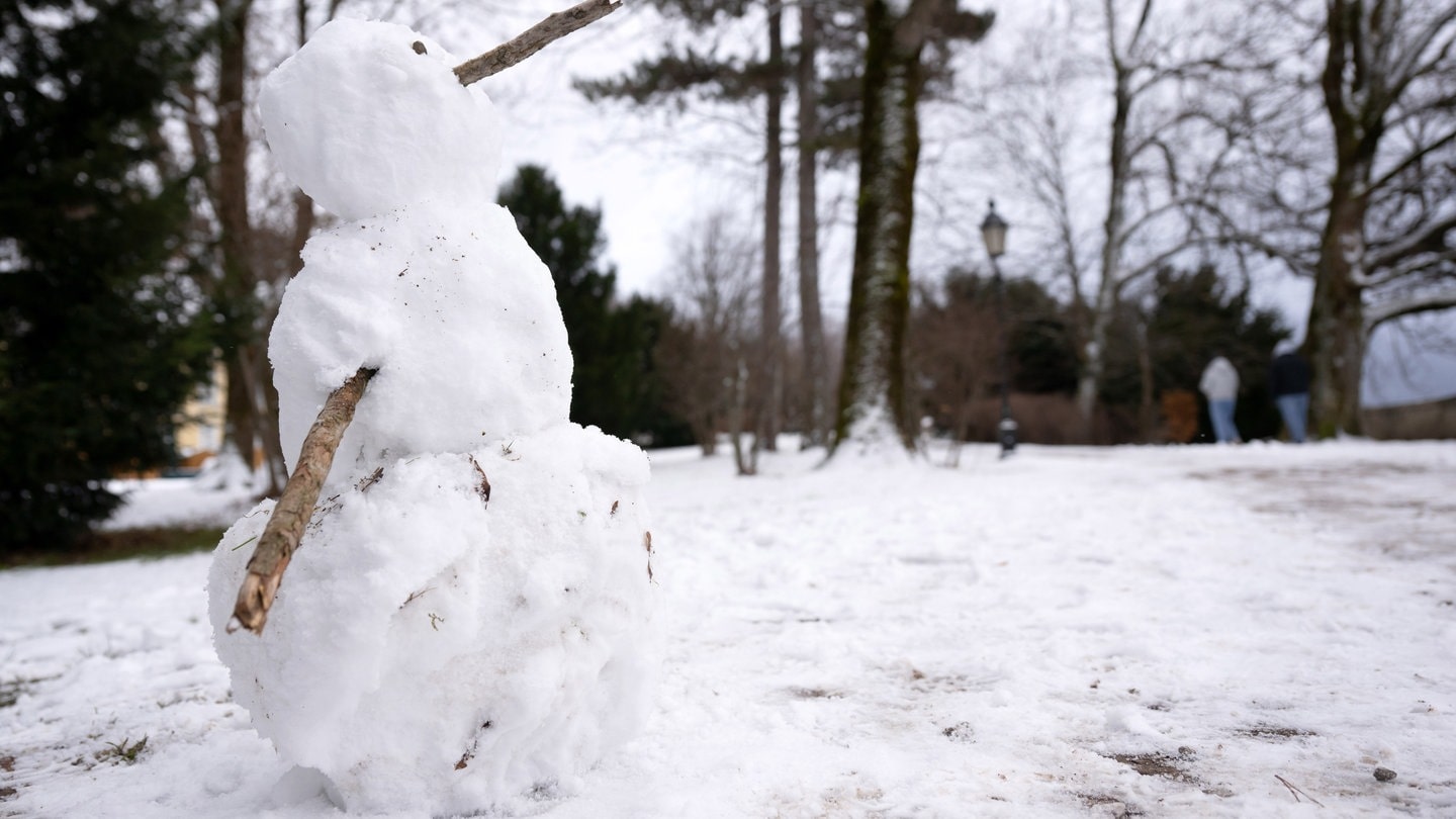 Symbolbild: Ein Schneemann steht in einem Park.