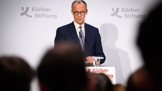 Friedrich Merz spricht vor Kameras