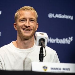 Fußball, Major League Soccer, Vorstellung Marco Reus bei Los Angeles Galaxy: Marco Reus beantwortet Fragen.