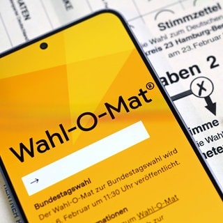 Wahl-O-Mat auf einem Smartphone