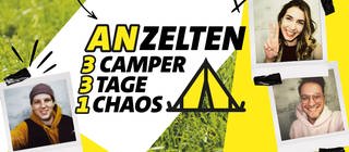 DASDING Anzelten – 3 Camper, 3 Tage, 1 Chaos. Linda, Philipp und Alex aus dem DASDING-Team wagen 3 Tage Festival-Bootcamp, das live auf TikTok gestreamt wird. 